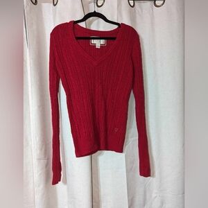 Vintage Made In Hong Kong Red Cableknit American Eagle Sweater